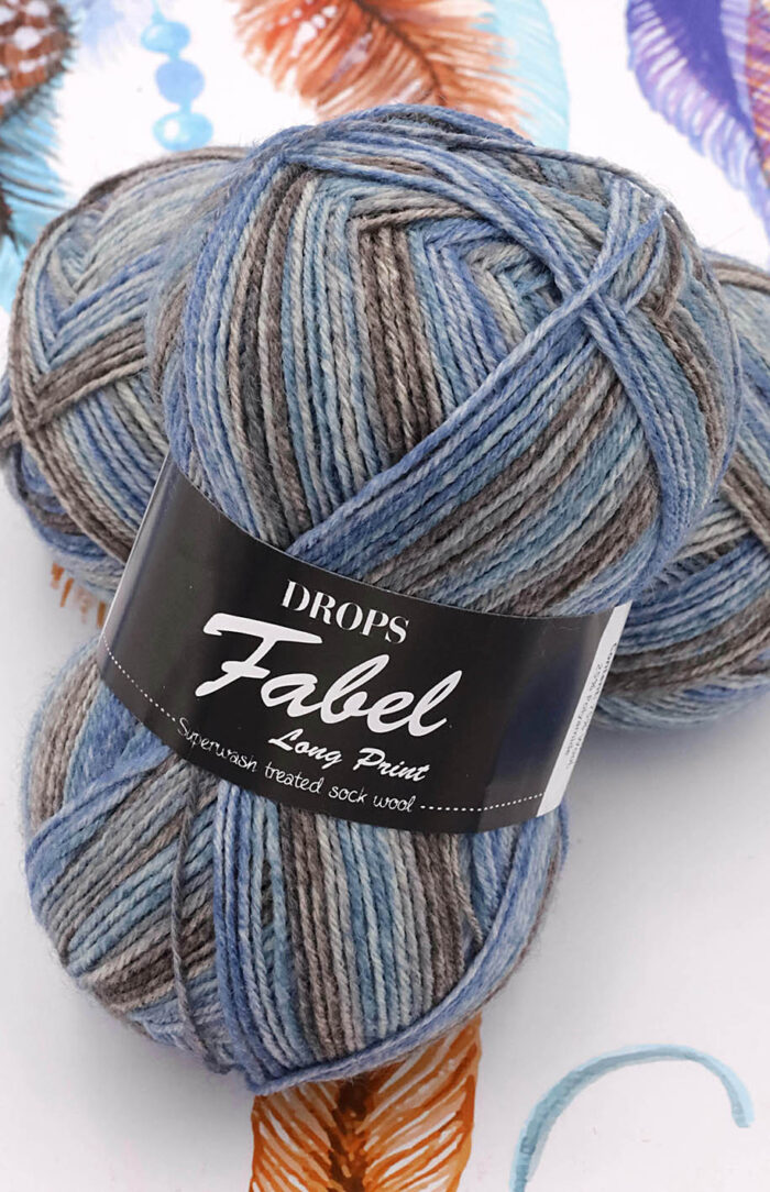DROPS Fabel Long Print (604) widok na morze