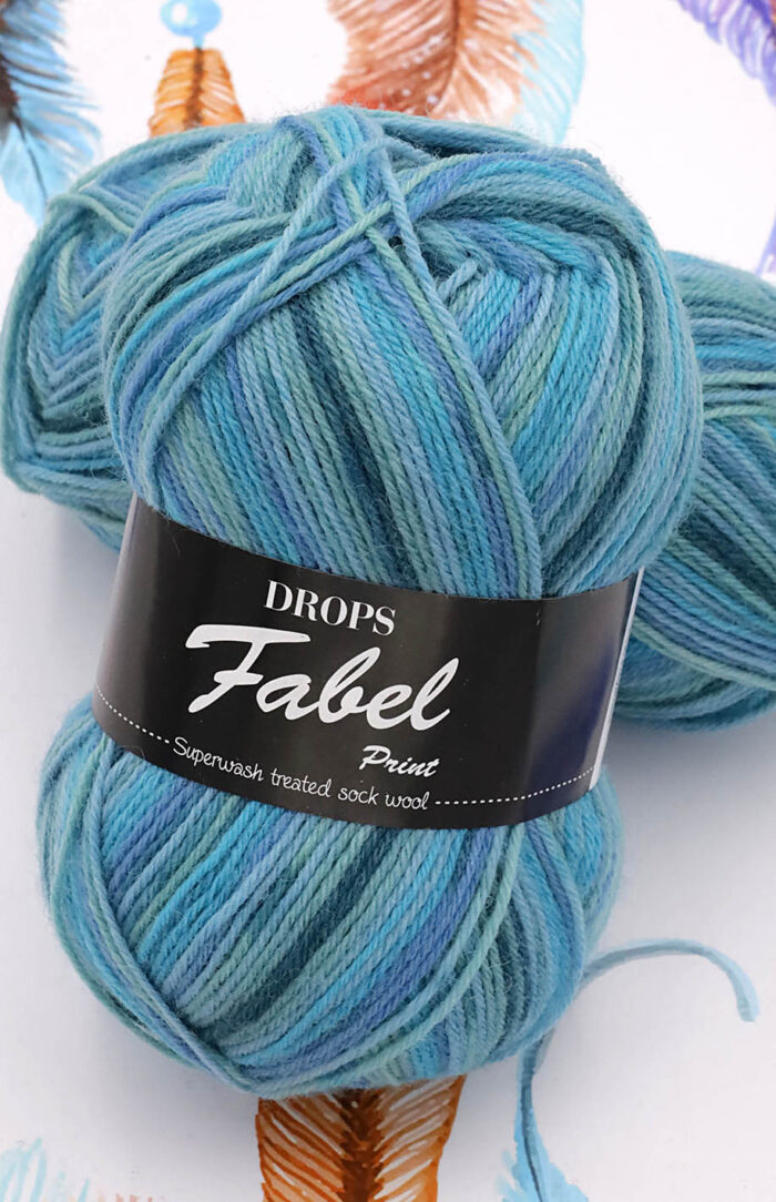 DROPS Fabel Print (340) błękitna laguna