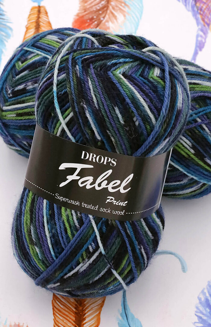 DROPS Fabel Print (677) zielono-turkusowy